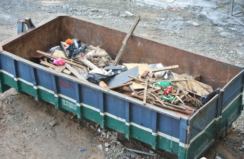 Construction site with debris being cleared