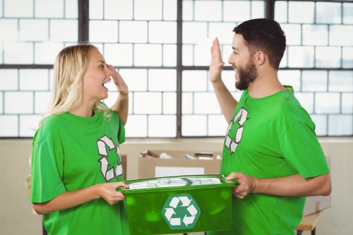 Recycling bins in a residential area